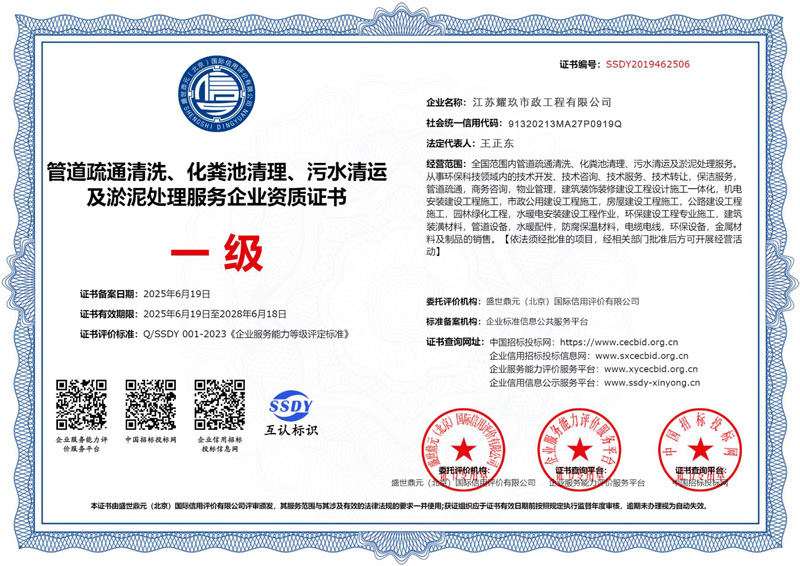 模范马路企业资质证书